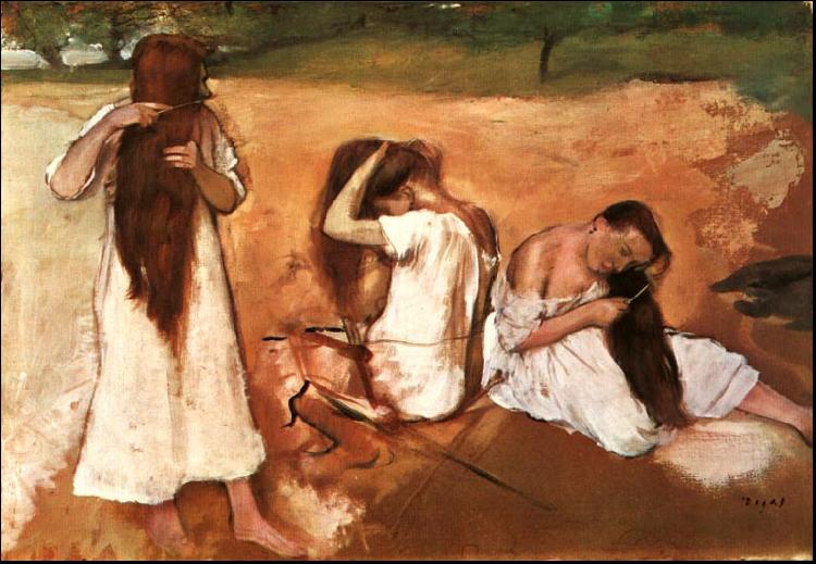 Edgar Degas Three Women Combing their Hair oil painting image